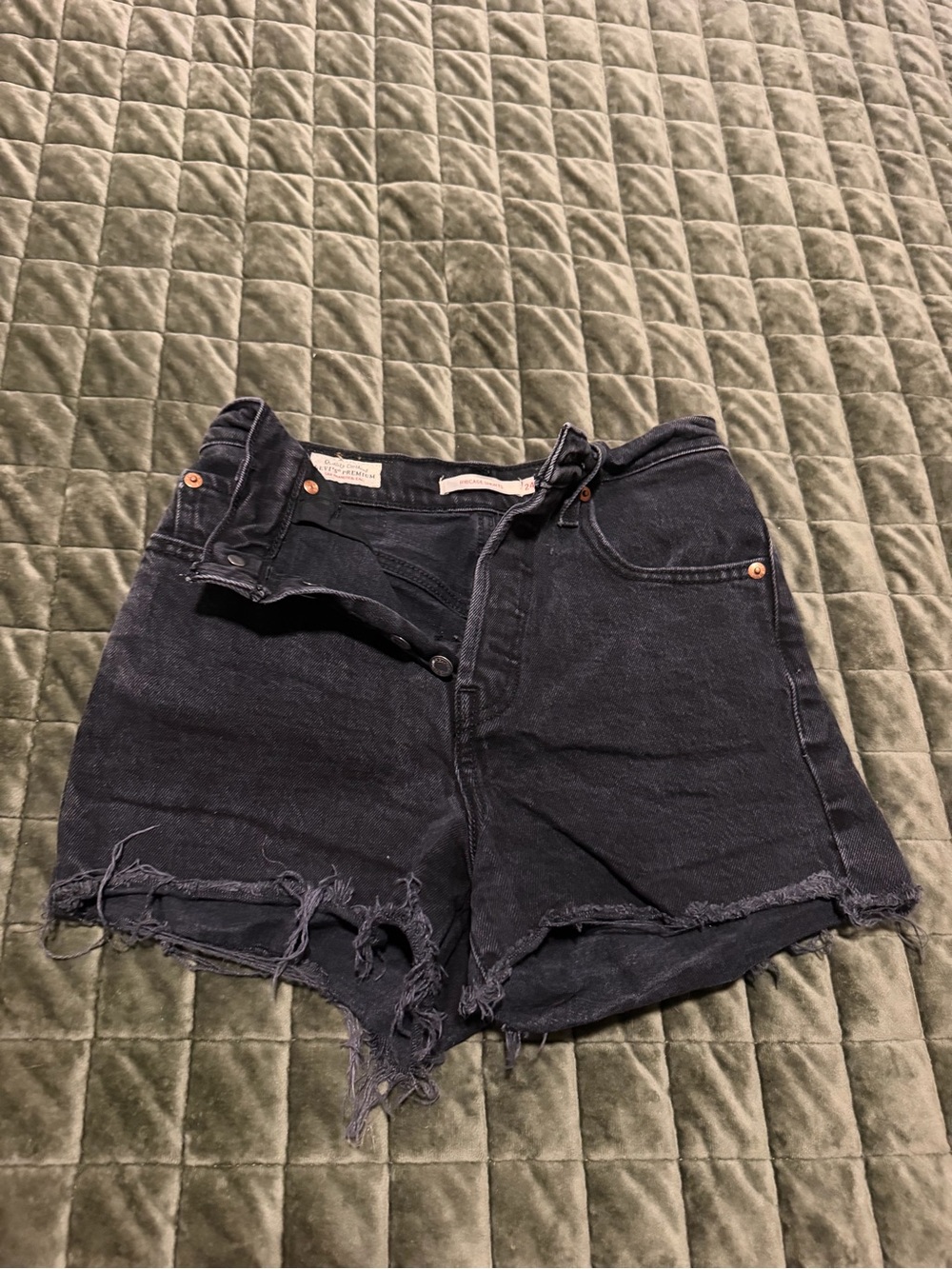 Levi's Black Distressed Denim Cutoff Shorts